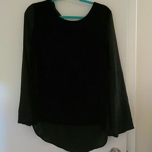 Black blouse with velvet front
